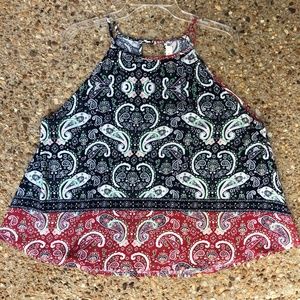 Elodie Large Cotton Tank Blue Red Paisley